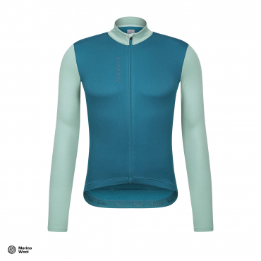 Patchwork Thermal Long Sleeve Jersey Blue Coral / Creme de Menthe