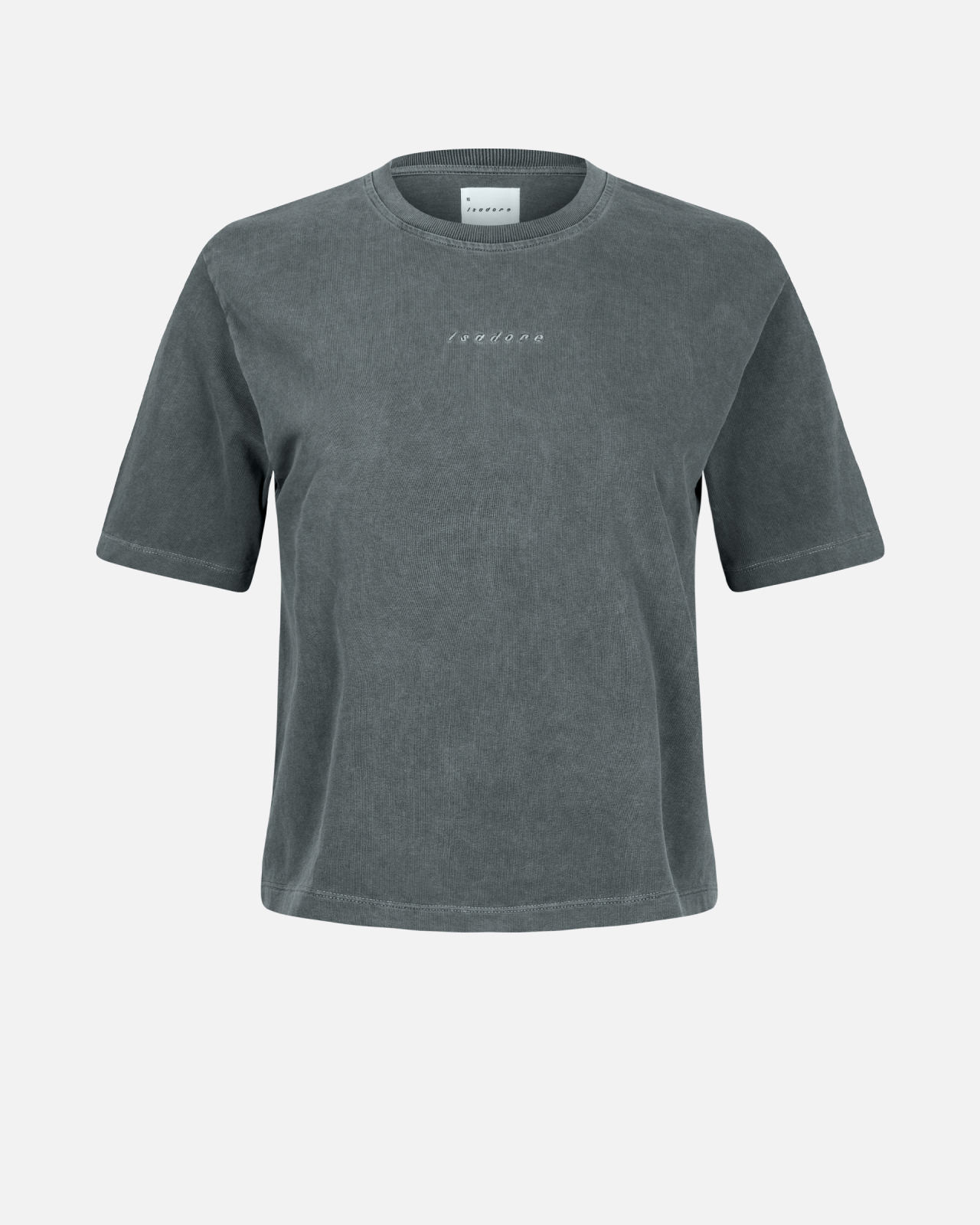 Heavy Cotton Cropped T-shirt Women Washed Black